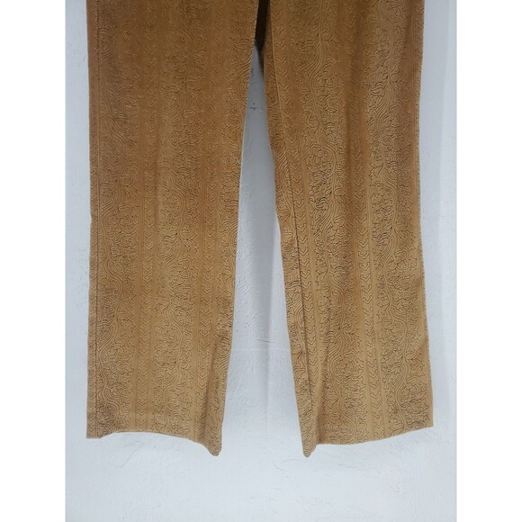 Tan Velvet Velour Floral Etched Straight Leg Pants Supply & Demand Size 4 - Picture 3 of 10